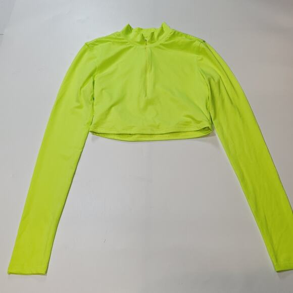 Superdown Nicky Zip Crop Top in Neon Yellow Small - Picture 2 of 10
